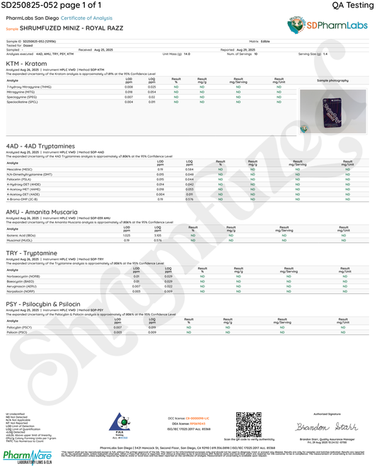 Shrumfuzed - Proprietary Nootropic Gummy 8000mg - Lion's Mane, Reishi, Chaga, and Cordycep Nootropic Tripee Mushroom Blend (10, Assorted)